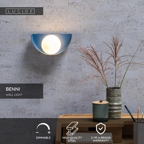 Lucide BENNI - Wall light - 1xG9 - Blue - USP